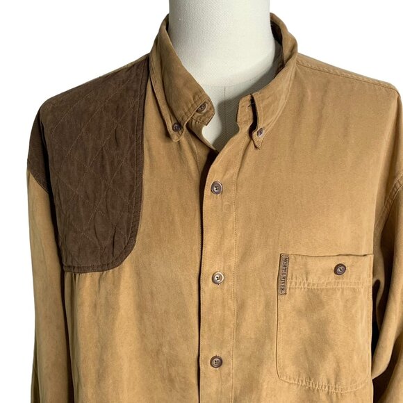 North River Padded Hunting Shooting Shirt XL Brown Microsuede Pocket Elbow Patch - Picture 2 of 6